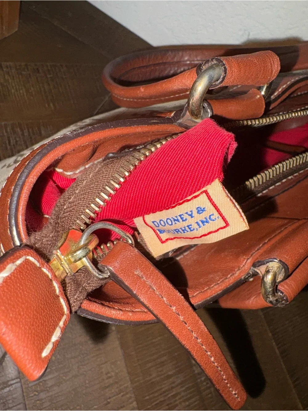 Dooney & Bourke Signature DB Monogram Satchel | British Tan | Zip Top